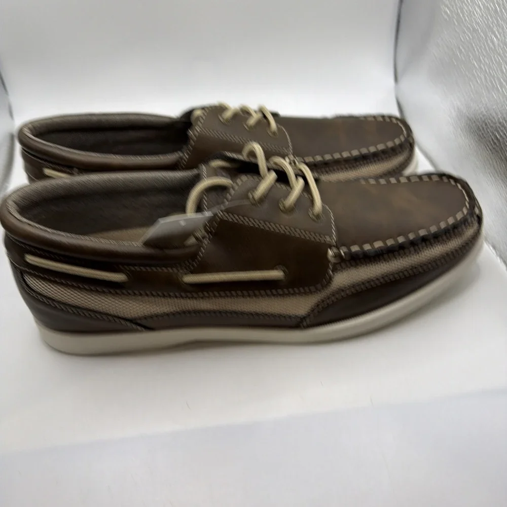 Chaps Memory Foam Comfort Flexible Boat Shoes Brown Lace Up Size 10